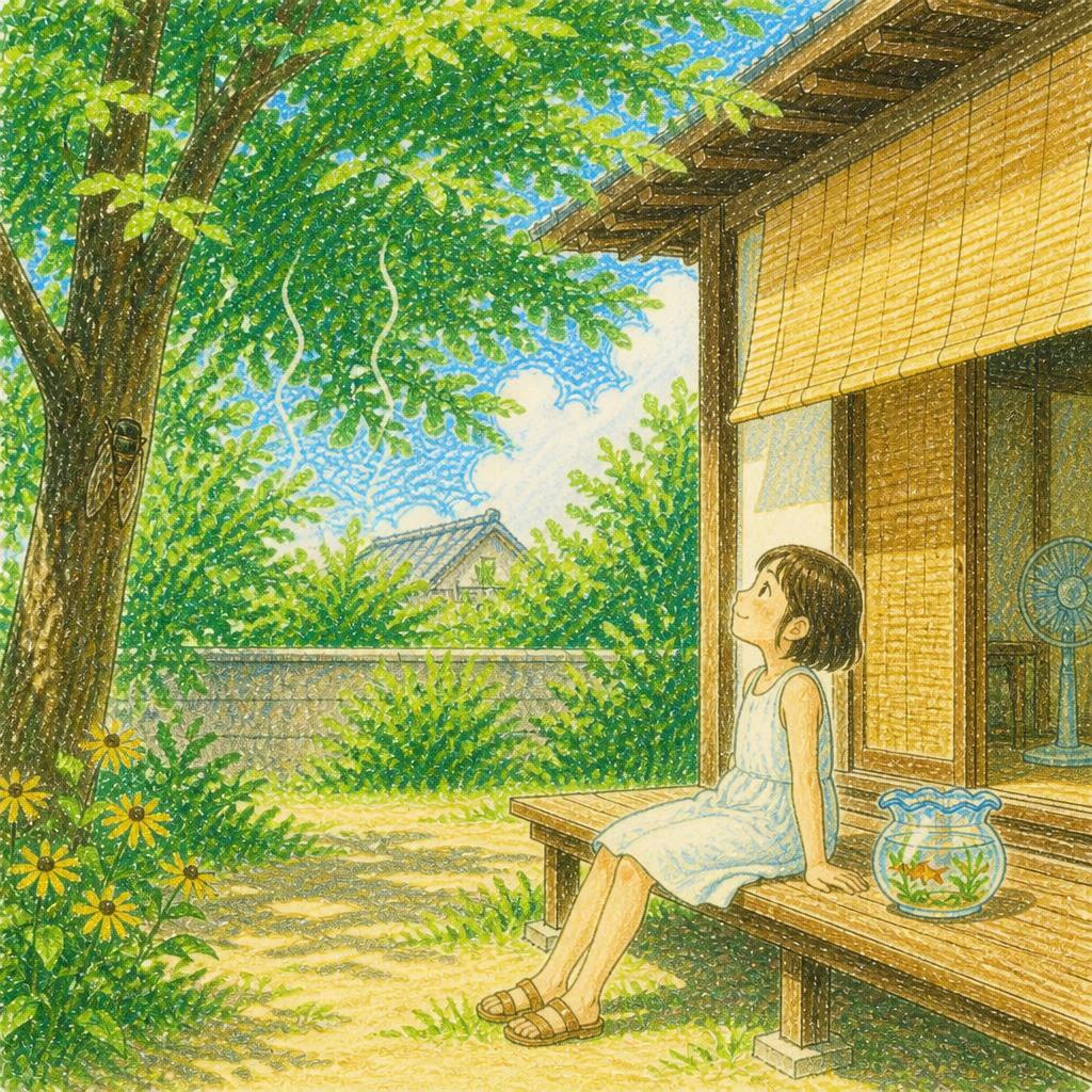 手描きクレヨン（蝉時雨）