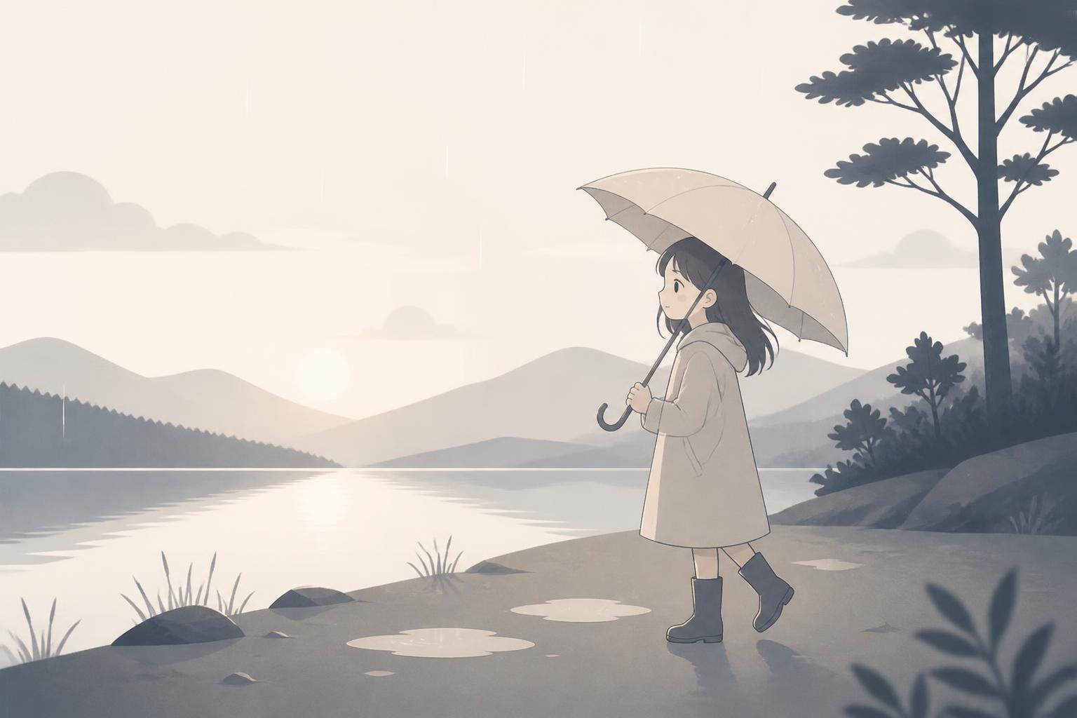 かわいい女の子が傘をさしている姿