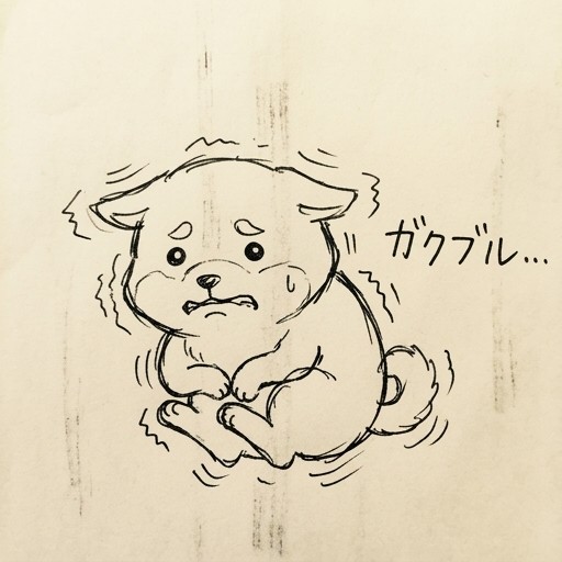 ガクブルの柴犬