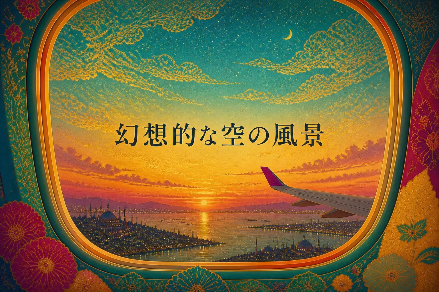 中央にゴシック体で「幻想的な空の風景」とキャンプション。それ以外のテキストは無し。