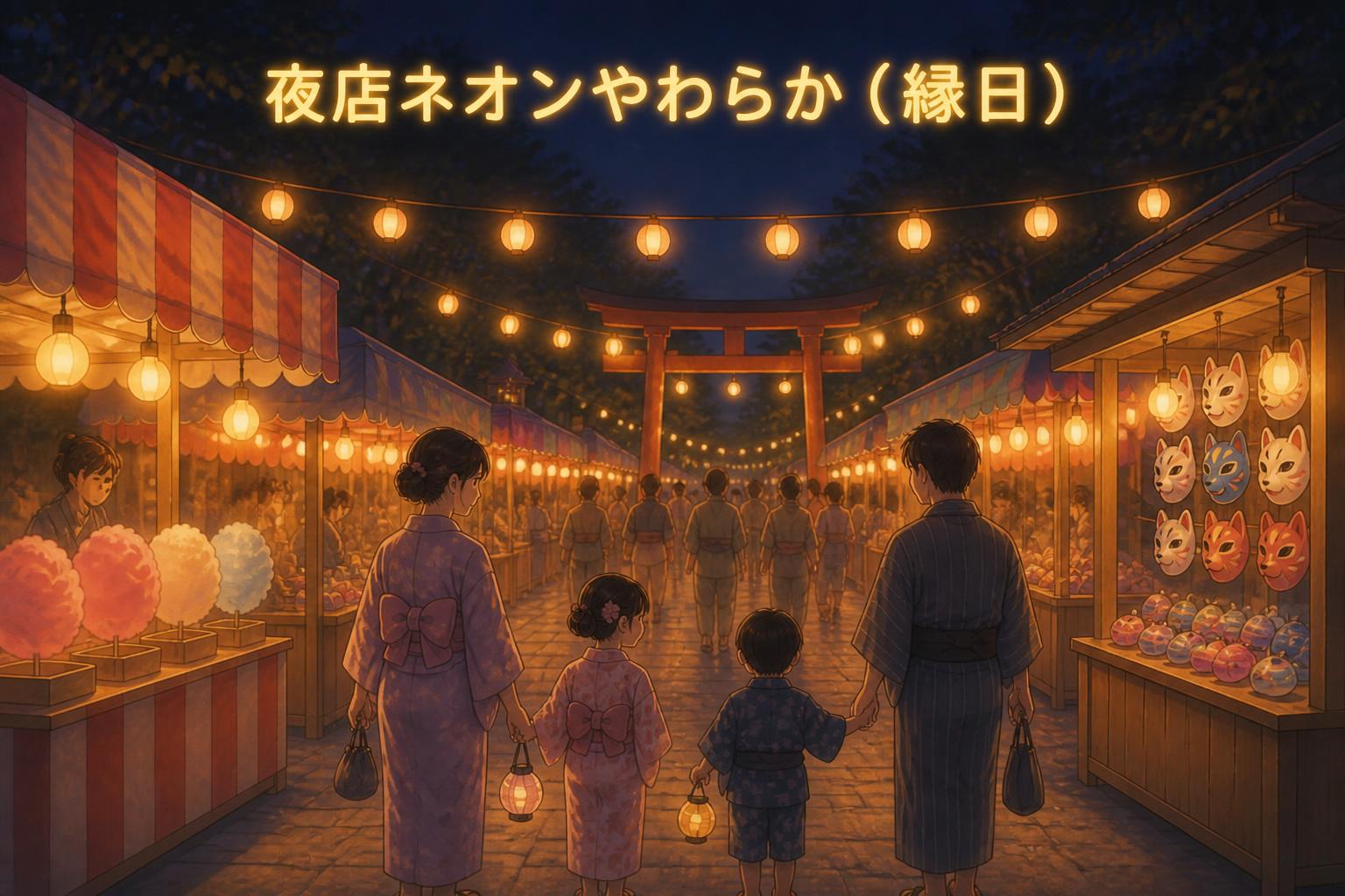 上中央にゴシック体で「夜店ネオンやわらか（縁日）」とキャンプション。それ以外のテキストは無し。