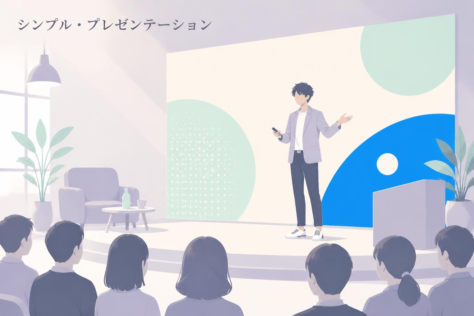 左上に明朝体で「シンプル・プレゼンテーション」とキャンプション。それ以外のテキストは無し。