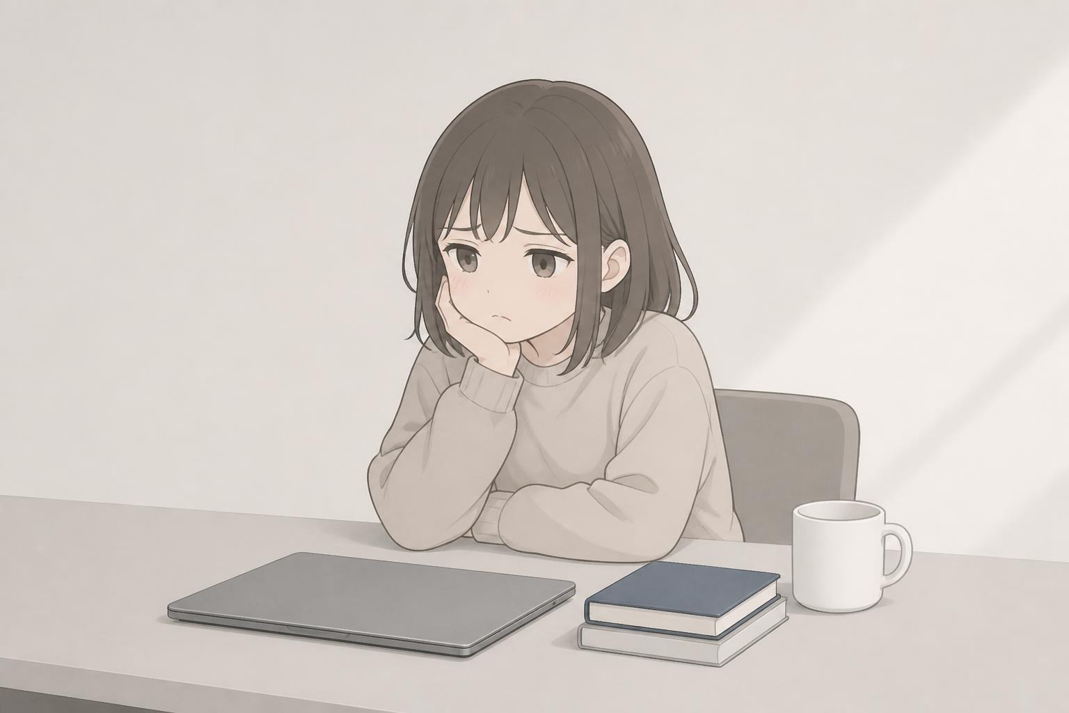 女の子が考え事・悩み事