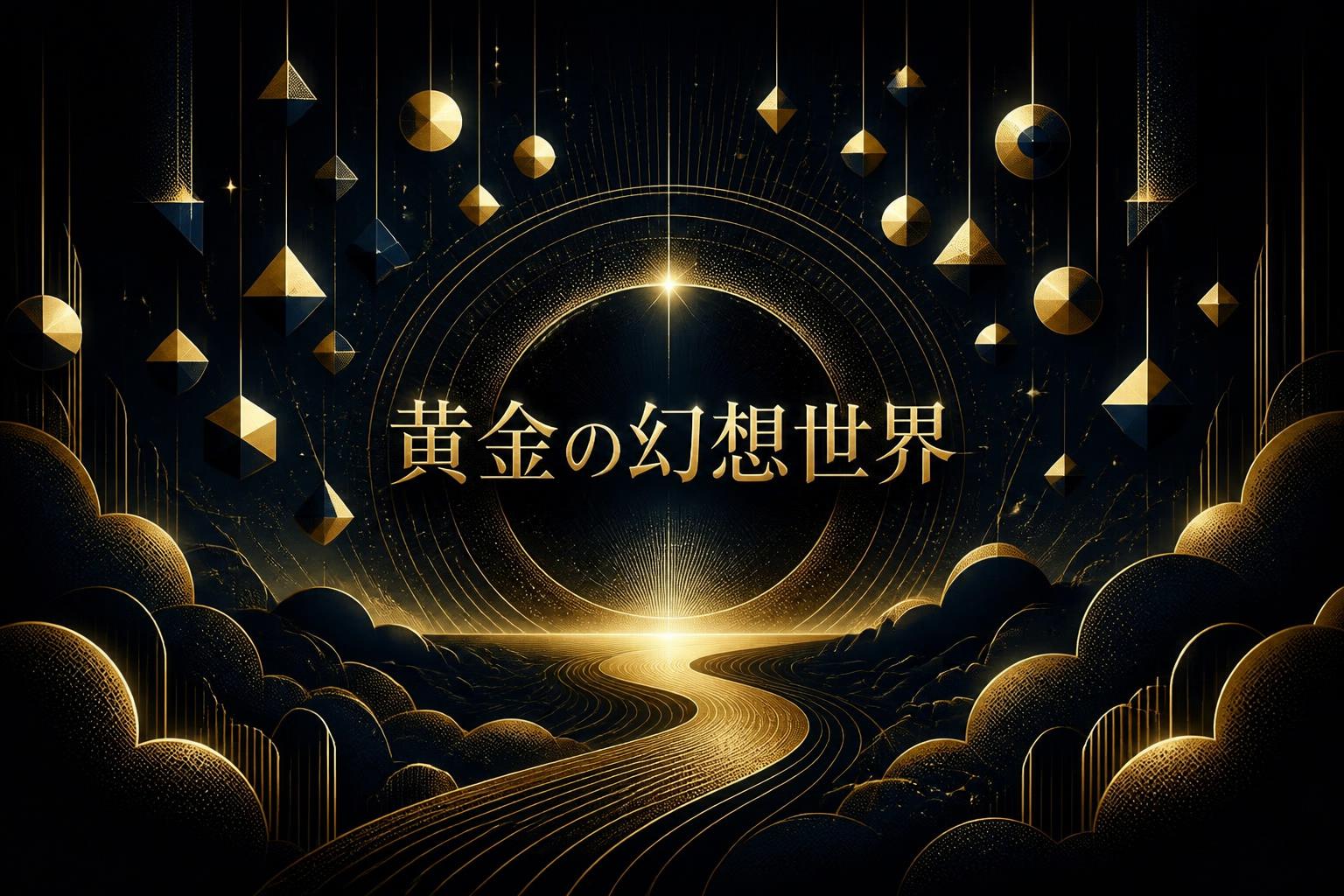 中央に宋朝体で「黄金の幻想世界」とキャンプション。それ以外のテキストは無し。