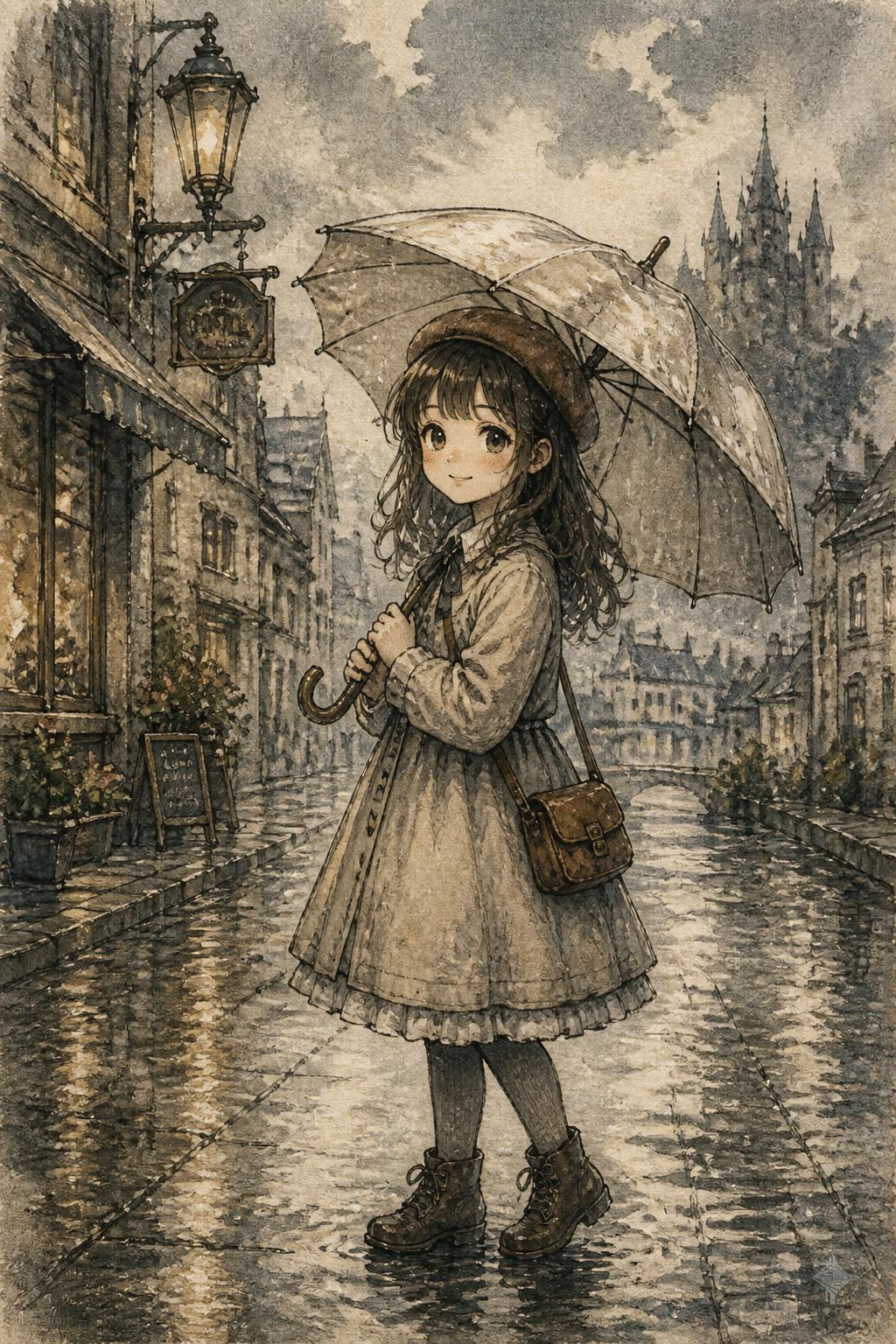 かわいい女の子が傘をさしている姿
