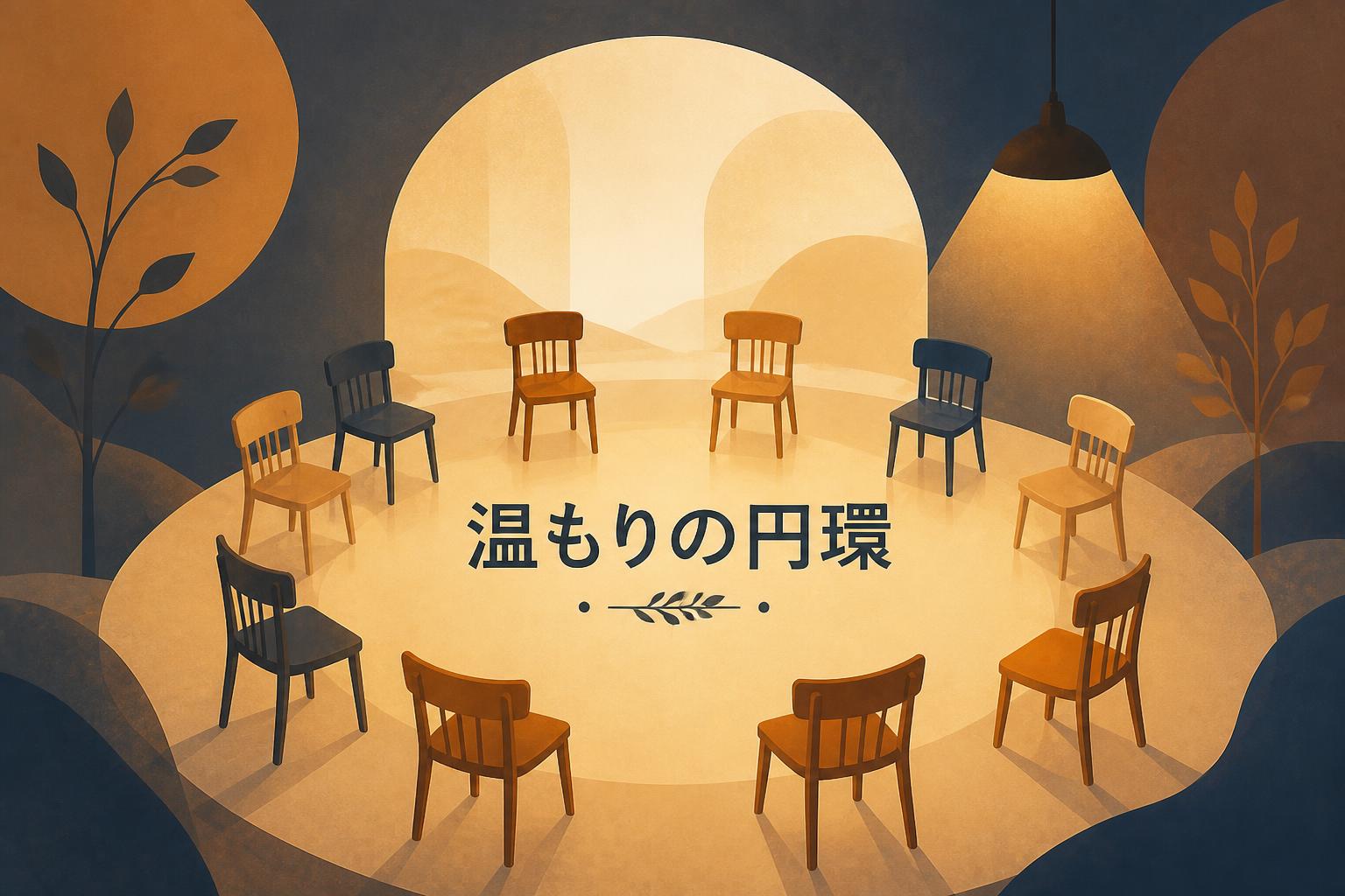 中央にゴシック体で「温もりの円環」とキャンプション。それ以外のテキストは無し。