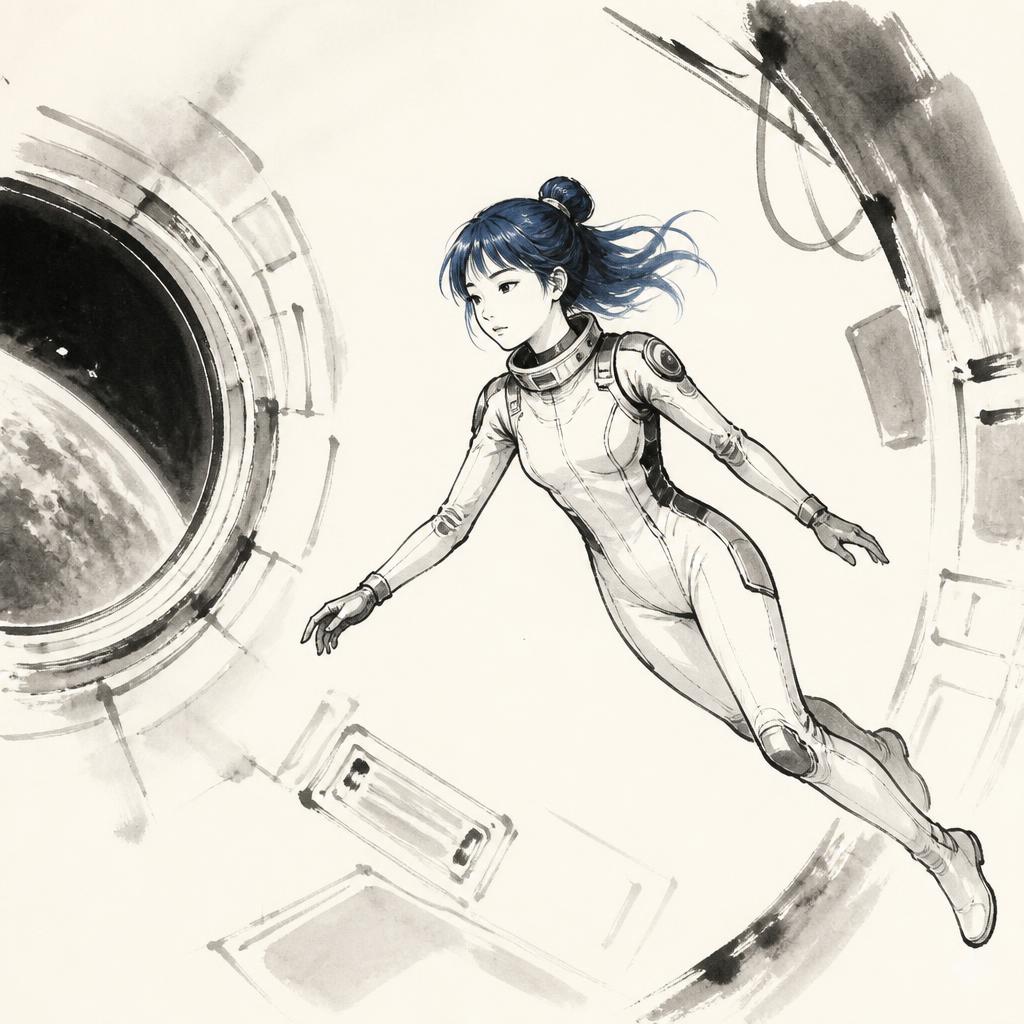 Blue Lady in the Space