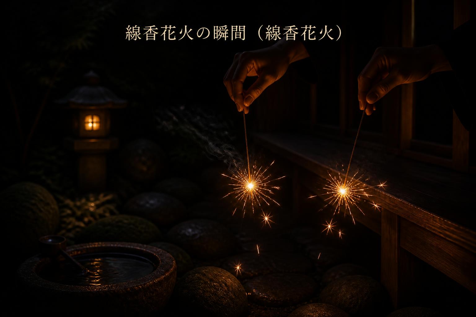 上中央に宋朝体で「線香花火の瞬間（線香花火）」とキャンプション。それ以外のテキストは無し。