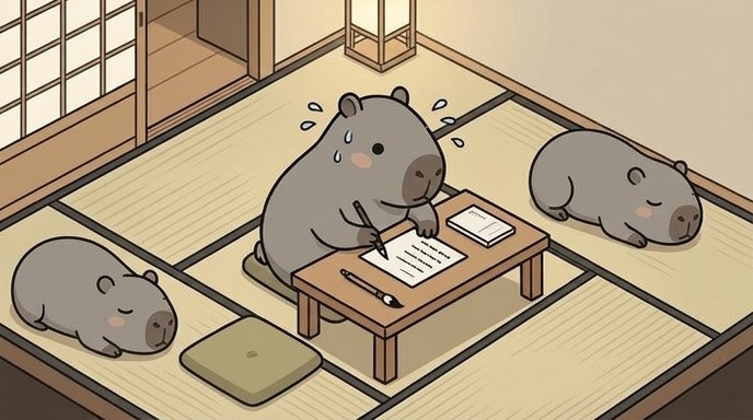 ものをかくカピバラさん