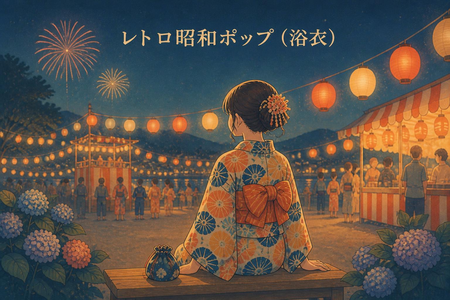 上中央に宋朝体で「レトロ昭和ポップ（浴衣）」とキャンプション。それ以外のテキストは無し。