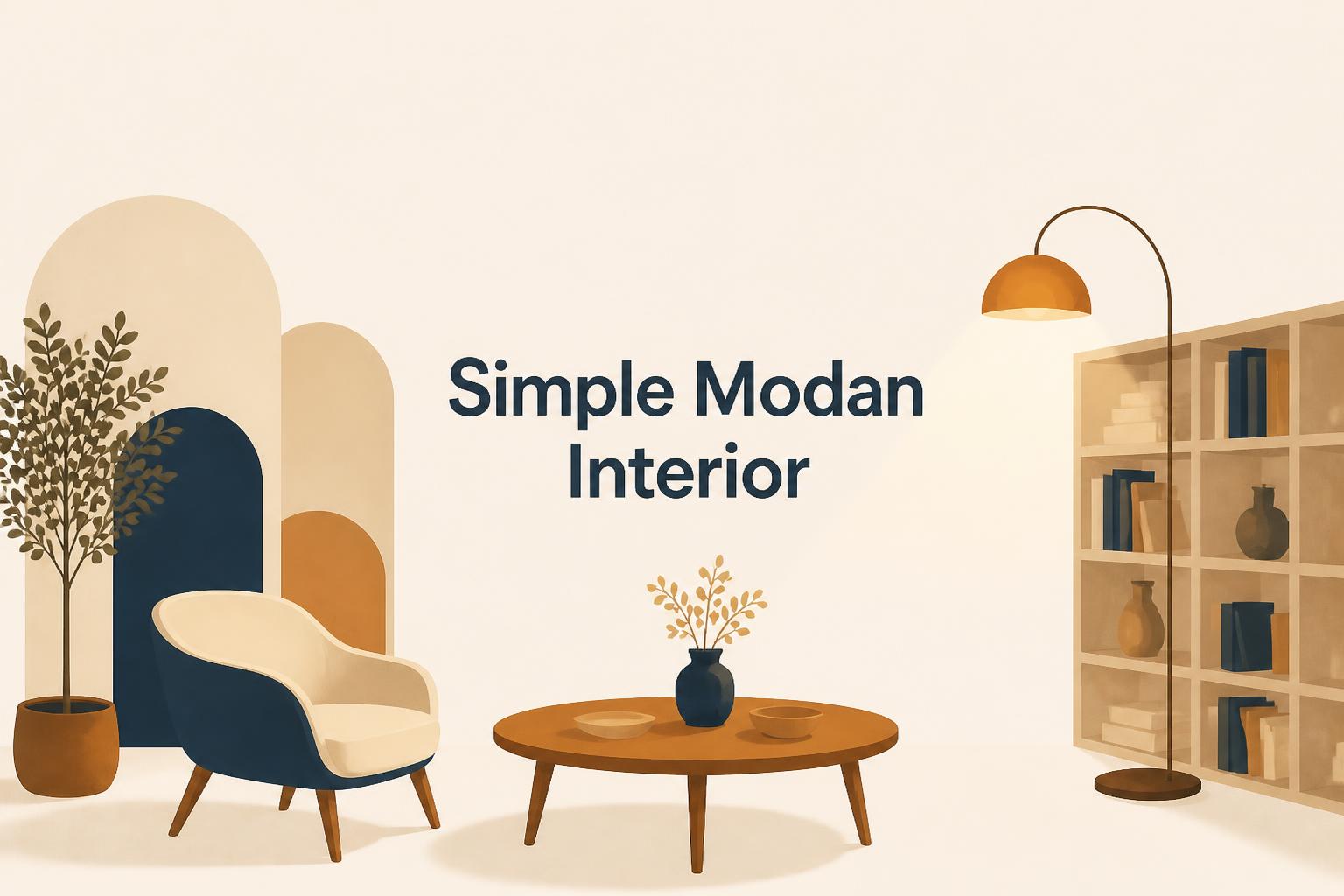中央にゴシック体で「Simple Modan Interior」とキャンプション。それ以外のテキスト