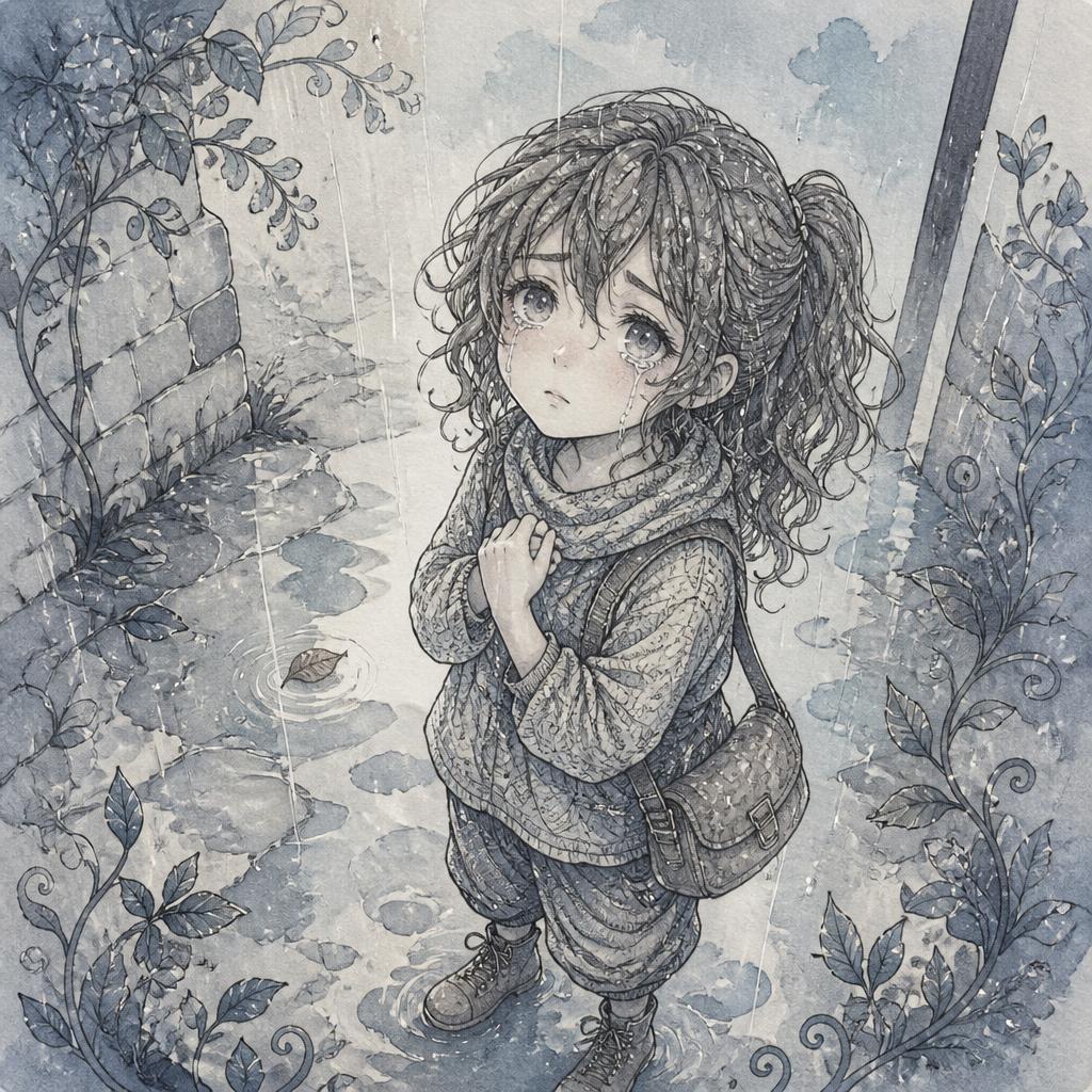 薄青に溶ける涙雨