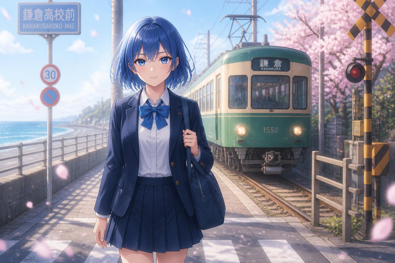 女の子が左から右に向けて歩いているところを正面から見ている