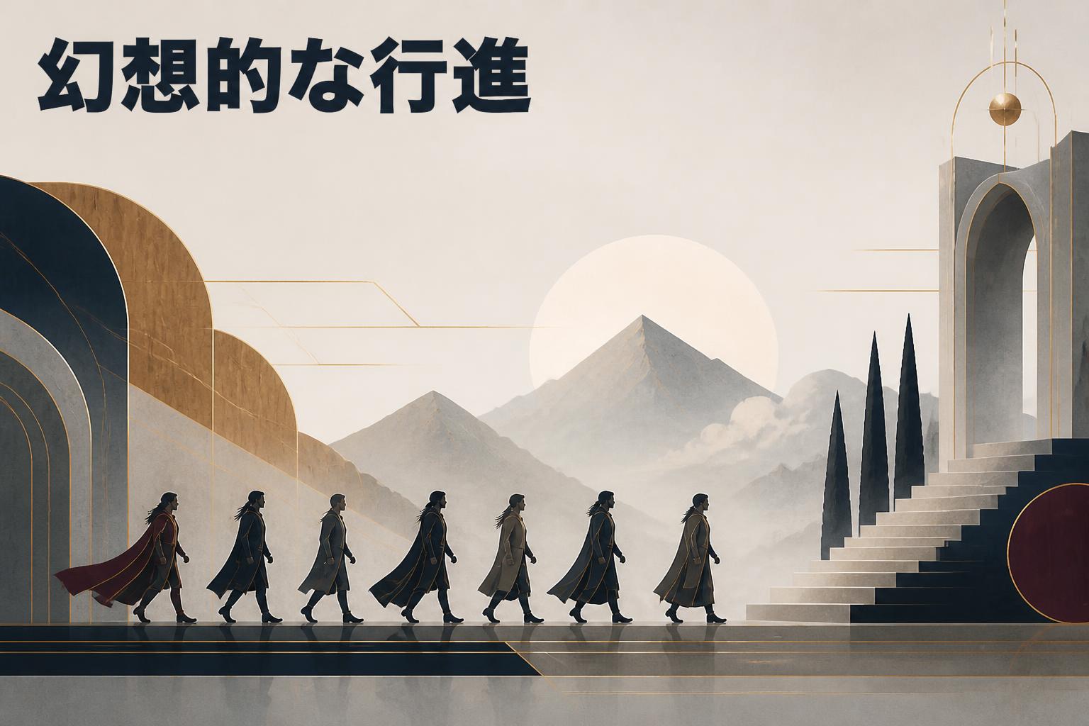 左上に極太ゴシック体で「幻想的な行進」とキャンプション。それ以外のテキストは無し。