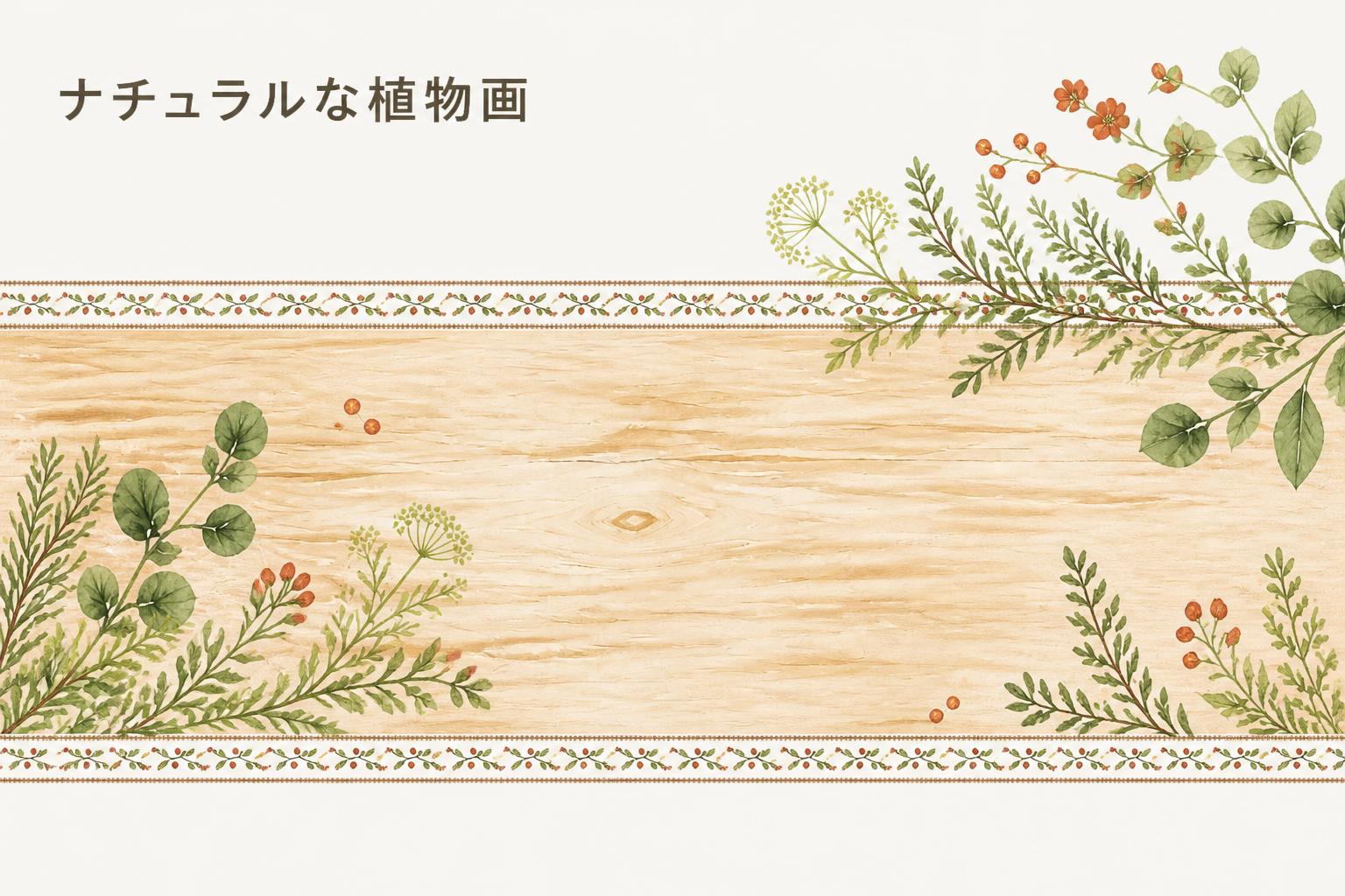左上にゴシック体で「ナチュラルな植物画」とキャンプション。それ以外のテキストは無し。