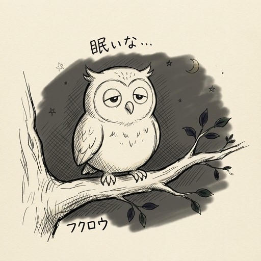 眠たそうなフクロウ