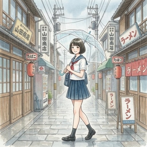 かわいい女の子が傘をさしている姿