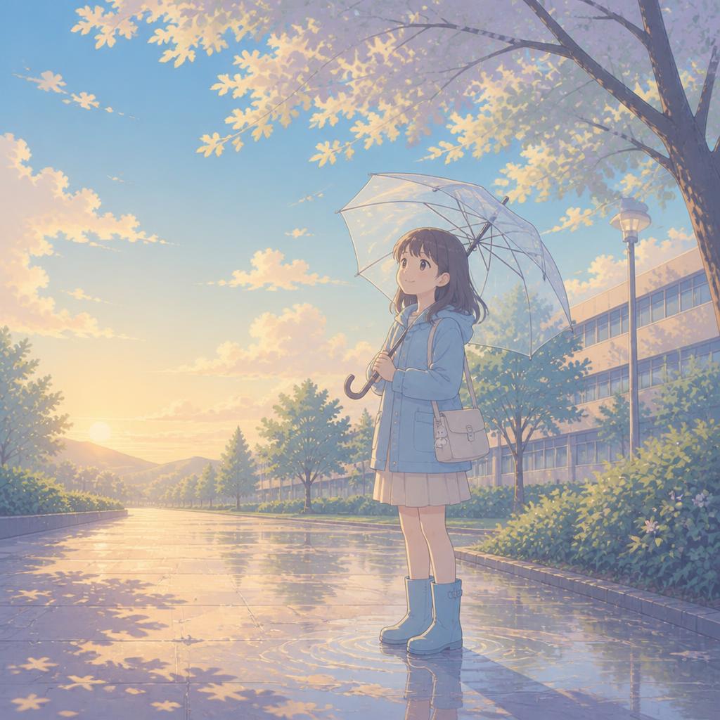 女の子が傘をさしている姿