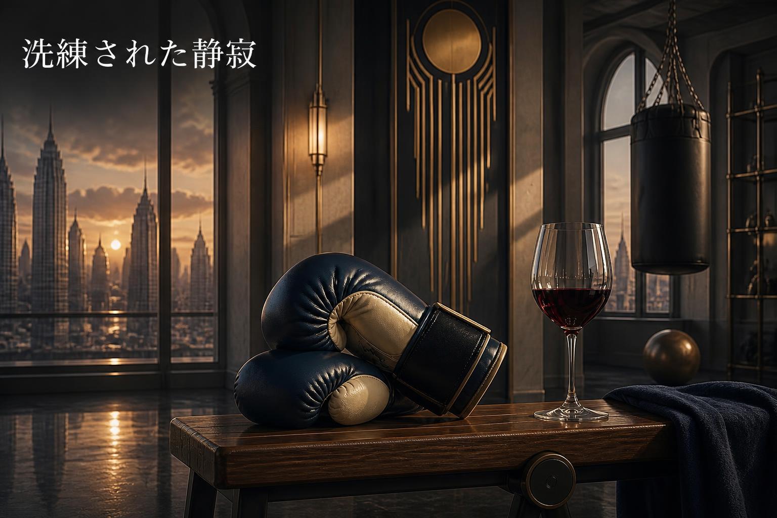 左上に明朝体で「洗練された静寂」とキャンプション。それ以外のテキストは無し。