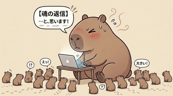 カピバラさんが魂を込めて返信している姿