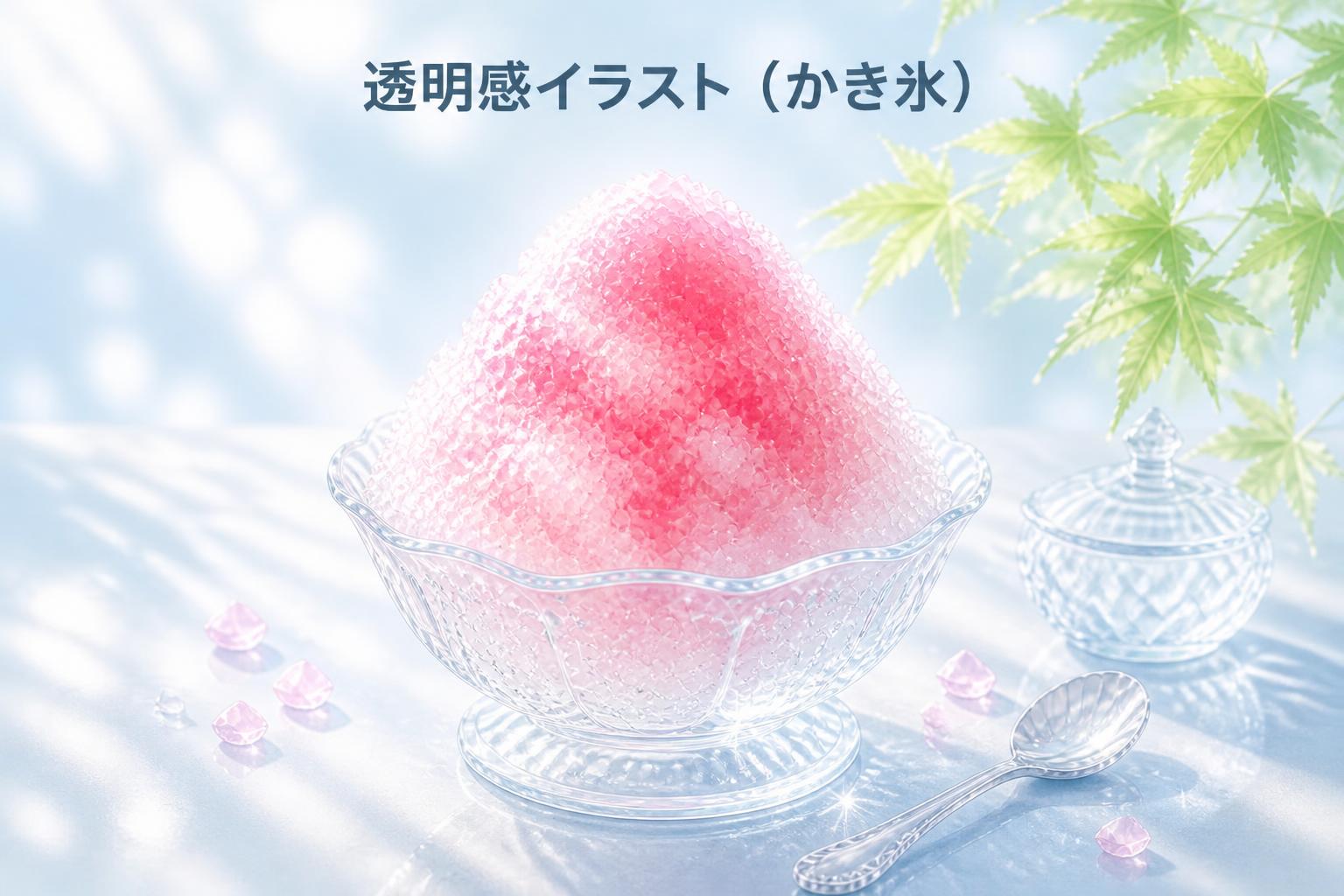 上中央にゴシック体で「透明感イラスト（かき氷）」とキャンプション。それ以外のテキストは無し。