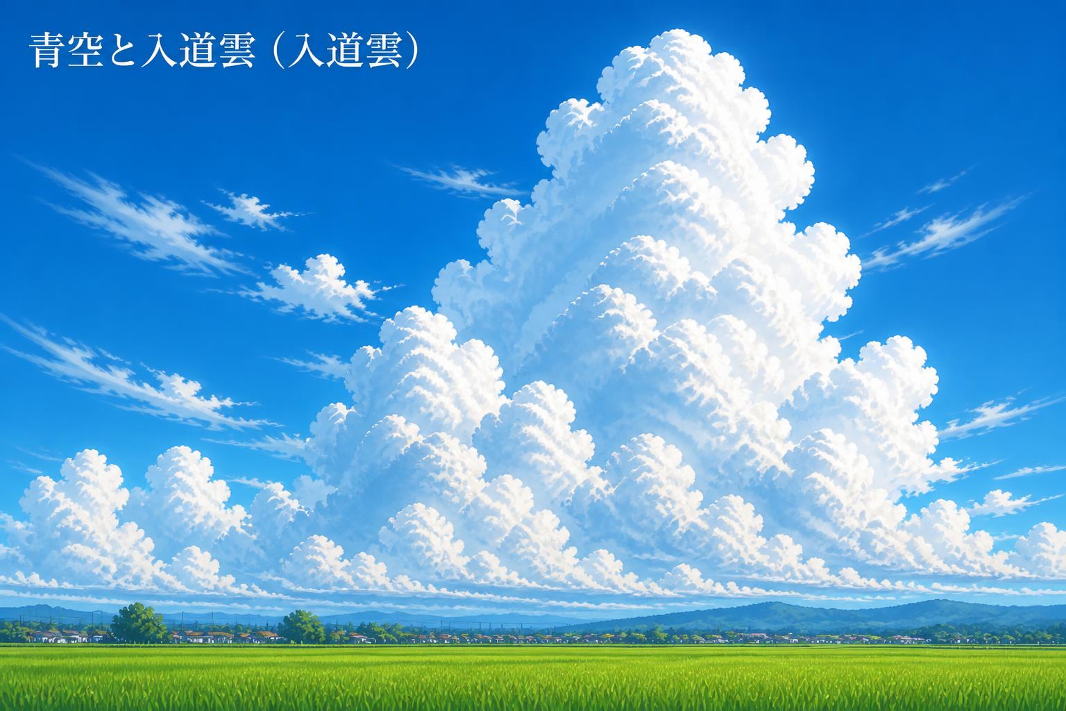 左上に宋朝体で「青空と入道雲（入道雲）」とキャンプション。それ以外のテキストは無し。