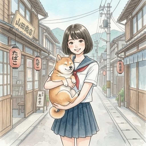 柴犬と女の子