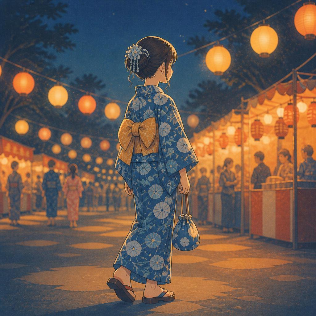 夏の青い浴衣