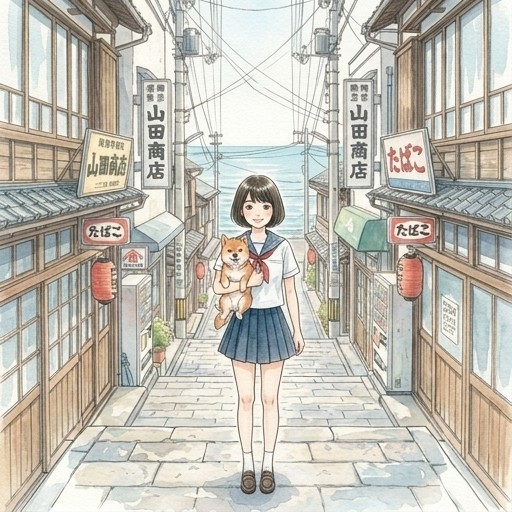 柴犬と女の子