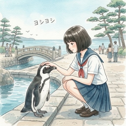 女の子とペンギン