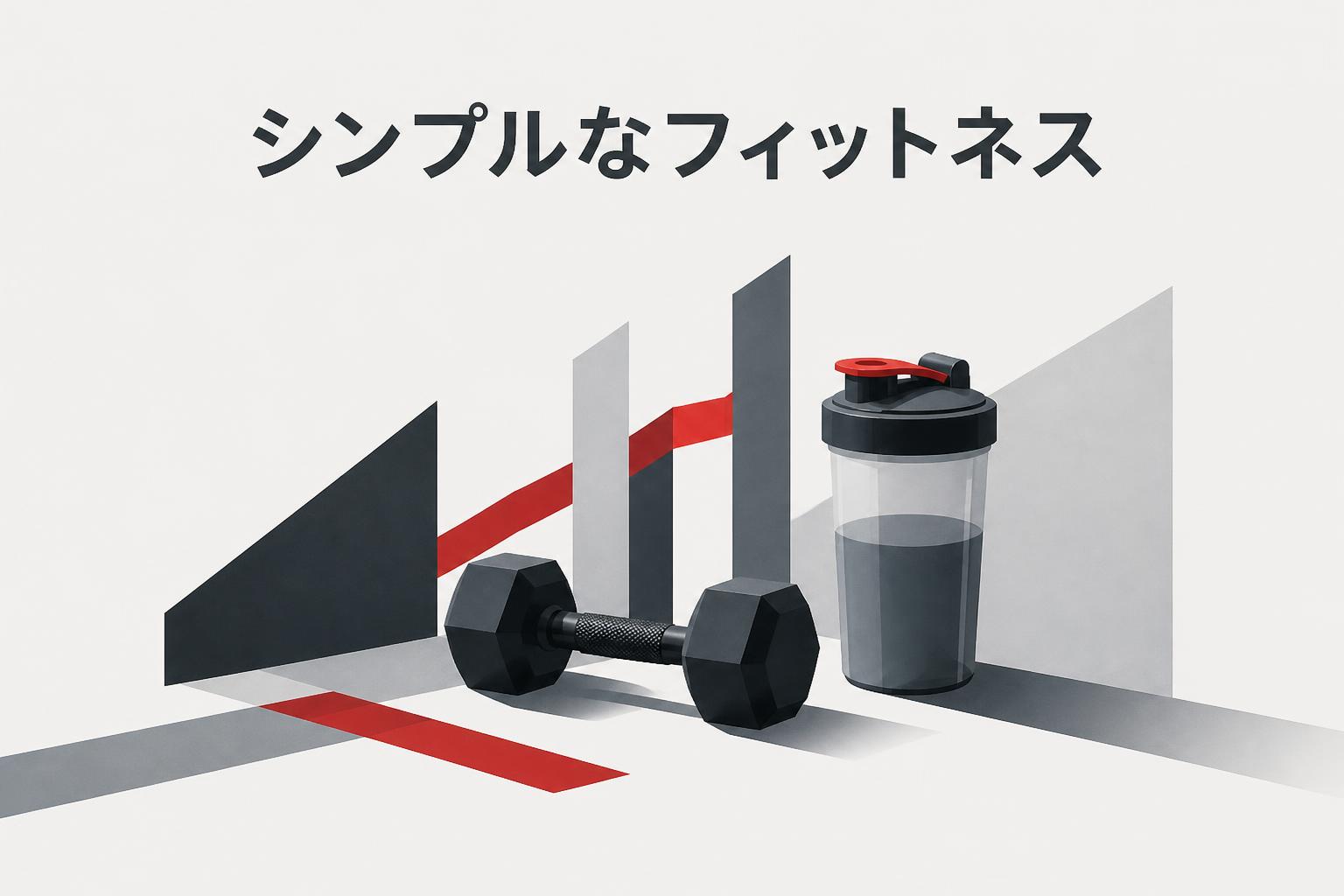 上中央にゴシック体で「シンプルなフィットネス」とキャンプション。それ以外のテキストは無し。