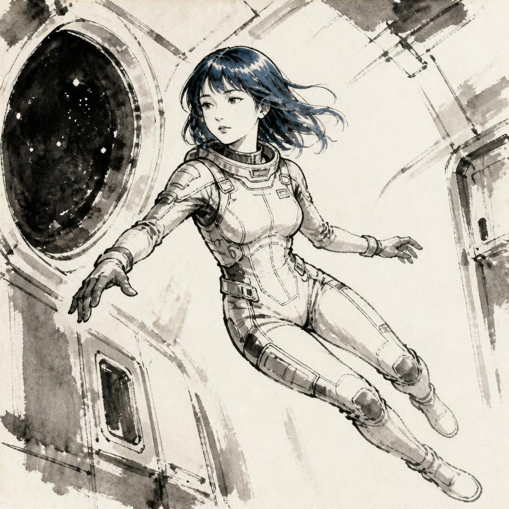 Blue Lady in the Space