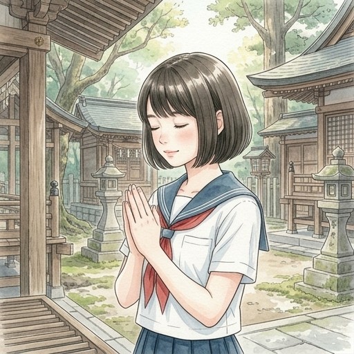 合掌している女の子